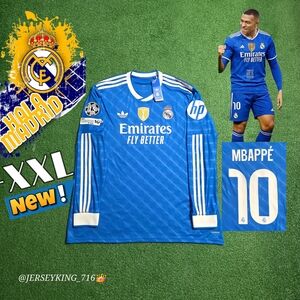 Adidas Real Madrid CF Kylian Mbappe #10 2025/2026 Long Sleeve Third Jersey UCL